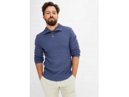 B.P.C sweter męski z półgolfem na guziki indigo 3XL.