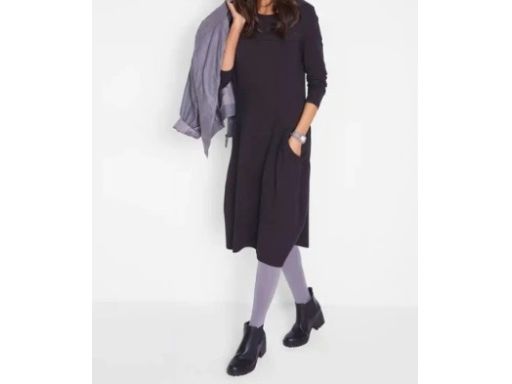 B.P.C czarna sukienka z bawełny z ozdobnymi kieszeniami 40/42.