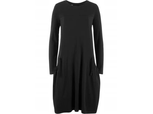 B.P.C czarna sukienka z bawełny z ozdobnymi kieszeniami 40/42.