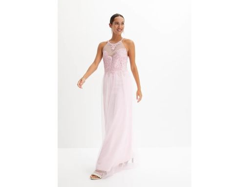 B.P.C sukienka długa różowa z koronką ^44