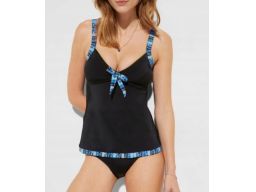 B.P.C tankini granatowe we wzory z wiązaniem r.48