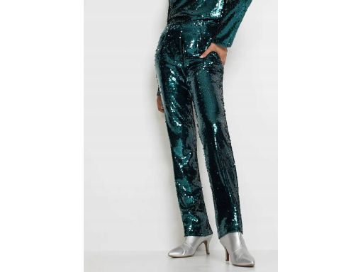 B.P.C spodnie cekinowe butelkowa zieleń 34.