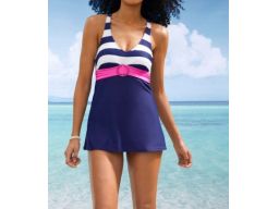 B.P.C sukienka kąpielowa granatowa w paski 42