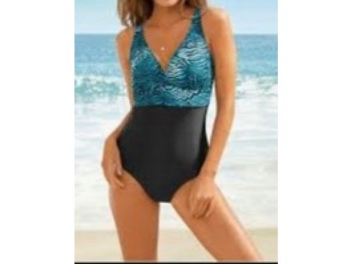 B.P.C kostium kąpielowy czarny z niebieskim wzorem 48