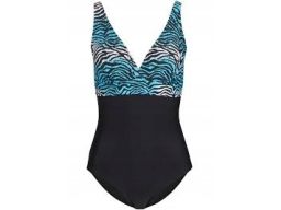 B.P.C kostium kąpielowy czarny z niebieskim wzorem 48