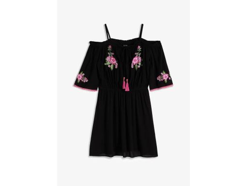 B.P.C. sukienka mini czarna z haftem carmen ^36