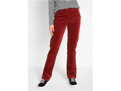 B.P.C spodnie damskie sztruksowe bordowe proste r.44