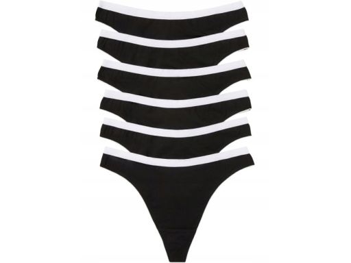 B.P.C 6-pak stringi gładkie czarno-białe r.44/46