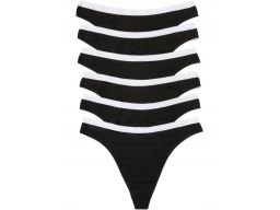 B.P.C 6-pak stringi gładkie czarno-białe r.44/46