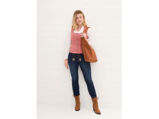 B.P.C damska koszula biała krótka z haftowanym wzorem styl ludowy ^48