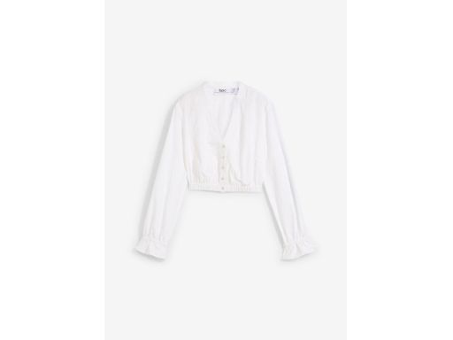 B.P.C damska koszula biała krótka z haftowanym wzorem styl ludowy ^48