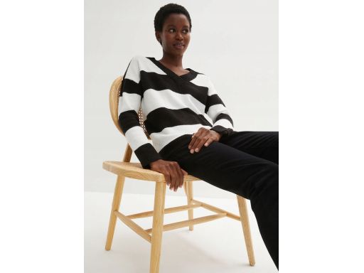 B.P.C sweter w paski z dekoltem w serek ^44/46
