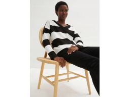 B.P.C sweter w paski z dekoltem w serek ^44/46