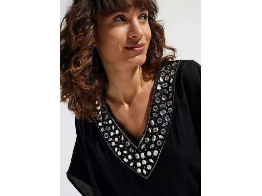 B.P.C tunika plażowa ekskluzywna z kamieniami czarna 40/42.