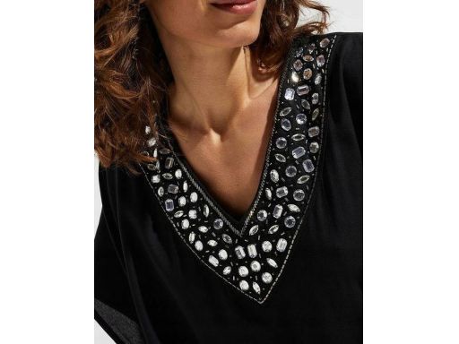 B.P.C tunika plażowa ekskluzywna z kamieniami czarna 40/42.