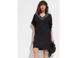 B.P.C tunika plażowa ekskluzywna z kamieniami czarna 40/42.