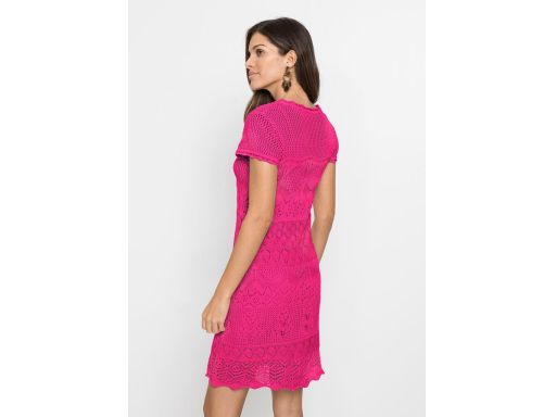 B.P.C sukienka dzianinowa ażurowa letnia różowa ^40/42