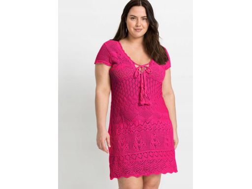 B.P.C sukienka dzianinowa ażurowa letnia różowa ^40/42