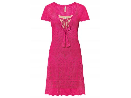 B.P.C sukienka dzianinowa ażurowa letnia różowa ^40/42