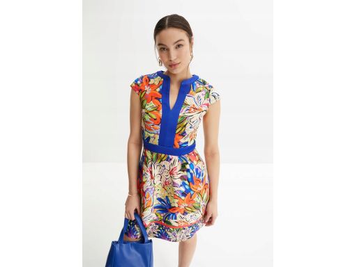 B.P.C sukienka w duże kwiaty z niebieskim akcentem ^36/38