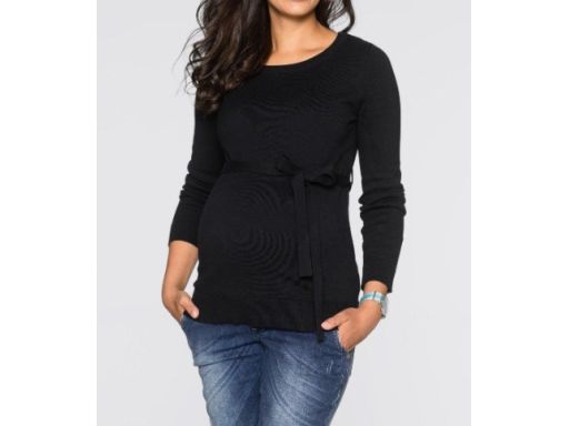 B.P.C sweter ciążowy czarny z wiązaniem r.32/34