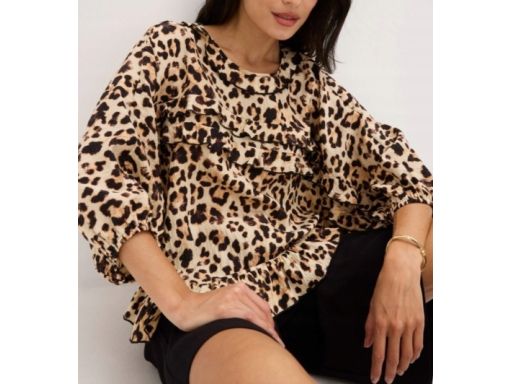 B.P.C luźna bluzka w panterkę z falbankami 44.