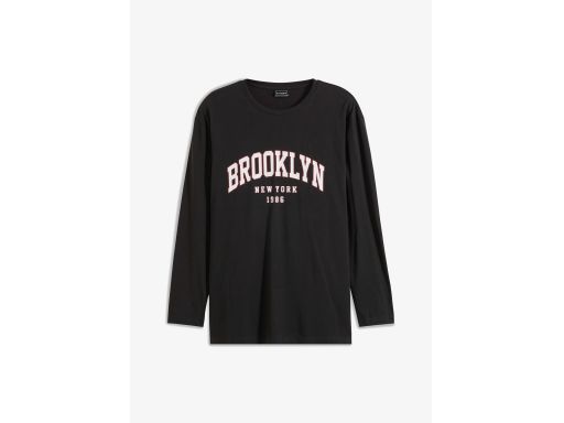 B.P.C bluzka męska czarna długi rękaw z nadrukiem L.