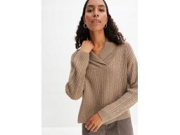 B.P.C sweter taupe z kołnierzem r.36/38