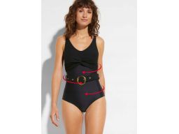 B.P.C modelujący kostium kąpielowy czarny z paskiem ^50