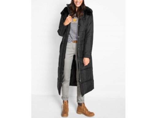 B.P.C płaszcz pikowany czarny z odpinanym kapturem 54.