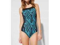 B.P.C kostium kąpielowy czarny w niebieską zebrę r.44
