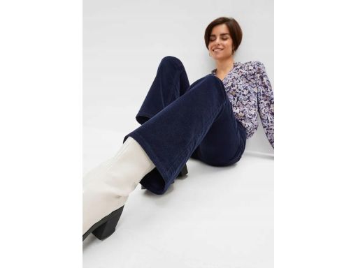 B.P.C spodnie sztruksowe elastyczne granatowe bootcut r.44