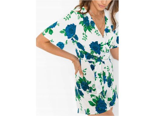 B.P.C kombinezon letni krótki biały w kwiaty ^40