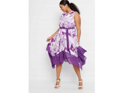 B.P.C sukienka szyfonowa asymetryczna fioletowa ^46
