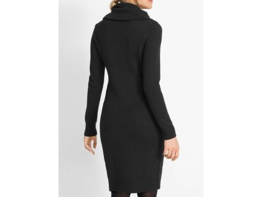 B.P.C sukienka dzianinowa z szerokim golfem czarna ołówkowa 32/34.
