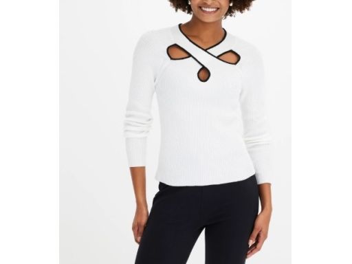 B.P.C sweter biały z modnym splotem 40/42.