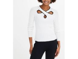 B.P.C sweter biały z modnym splotem 40/42.