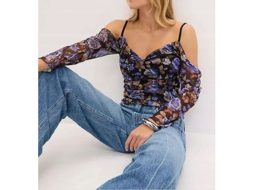 B.P.C bluzka siateczkowa w kwiaty z odkrytymi ramionami r.44/46