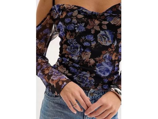 B.P.C bluzka siateczkowa w kwiaty z odkrytymi ramionami r.44/46