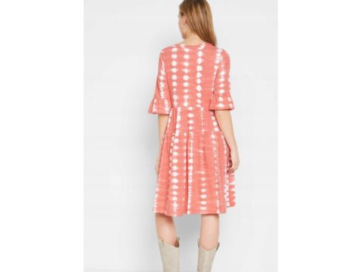 Sukienka koralowa batikowy wzór r.48/50