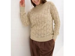 B.P.C beżowy sweterek ażurowy 48/50.