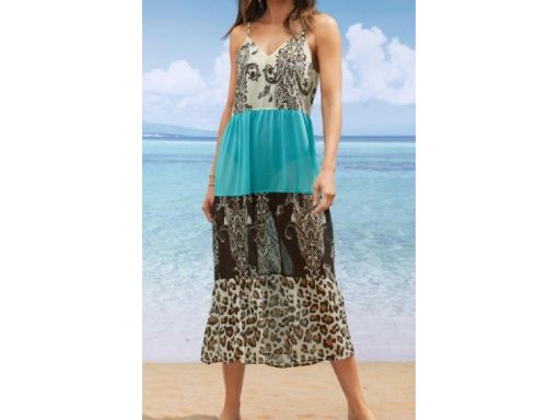 B.P.C długa sukienka szyfonowa plażowa we wzory ^46