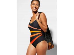 B.P.C kostium kąpielowy shape czarny z kolorowymi paskami ^44
