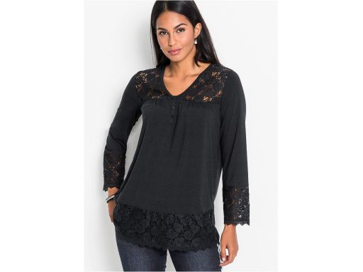B.P.C Czarna bluzka z koronką ^32/34