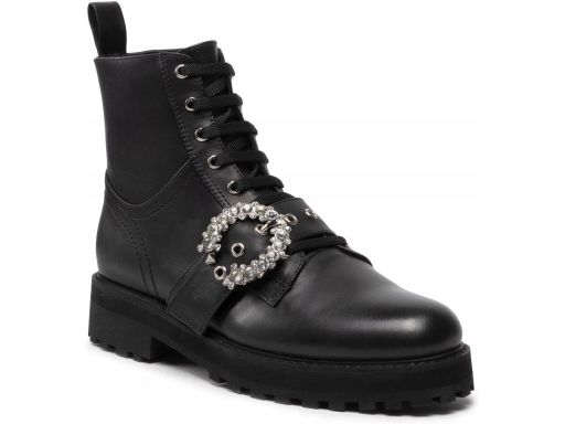 Eva Longoria czarne botki z ozdobną klamrą skóra naturalna 36