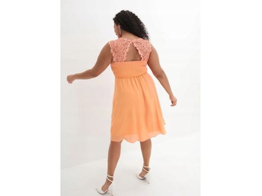 B.P.C sukienka szyfonowa z koronką pomarańczowa r.42