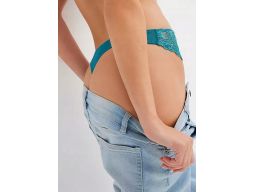 B.P.C zielone stringi aksamitne z koronką ^36/38