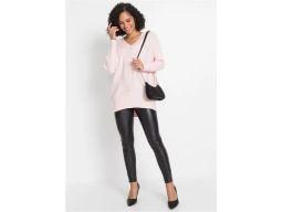 B.P.C jasnoróżowy sweterek oversize z dłuższym tyłem prążkowany 44/46.