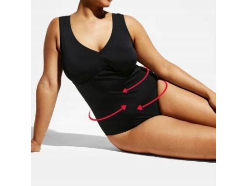 B.P.C modelujący kostium kąpielowy shape czarny z paskami na plecach r