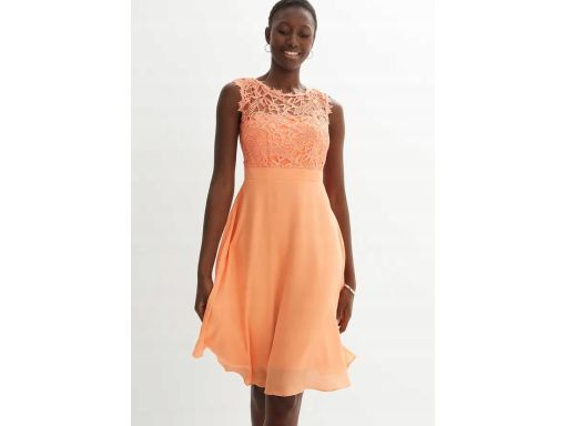 B.P.C sukienka szyfonowa z koronką pomarańczowa r.38